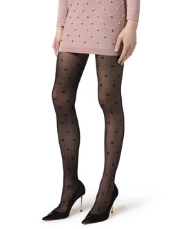 ELISABETTA FRANCHI Elisabetta Franchi panty met klein logo allover Nero / ZWART