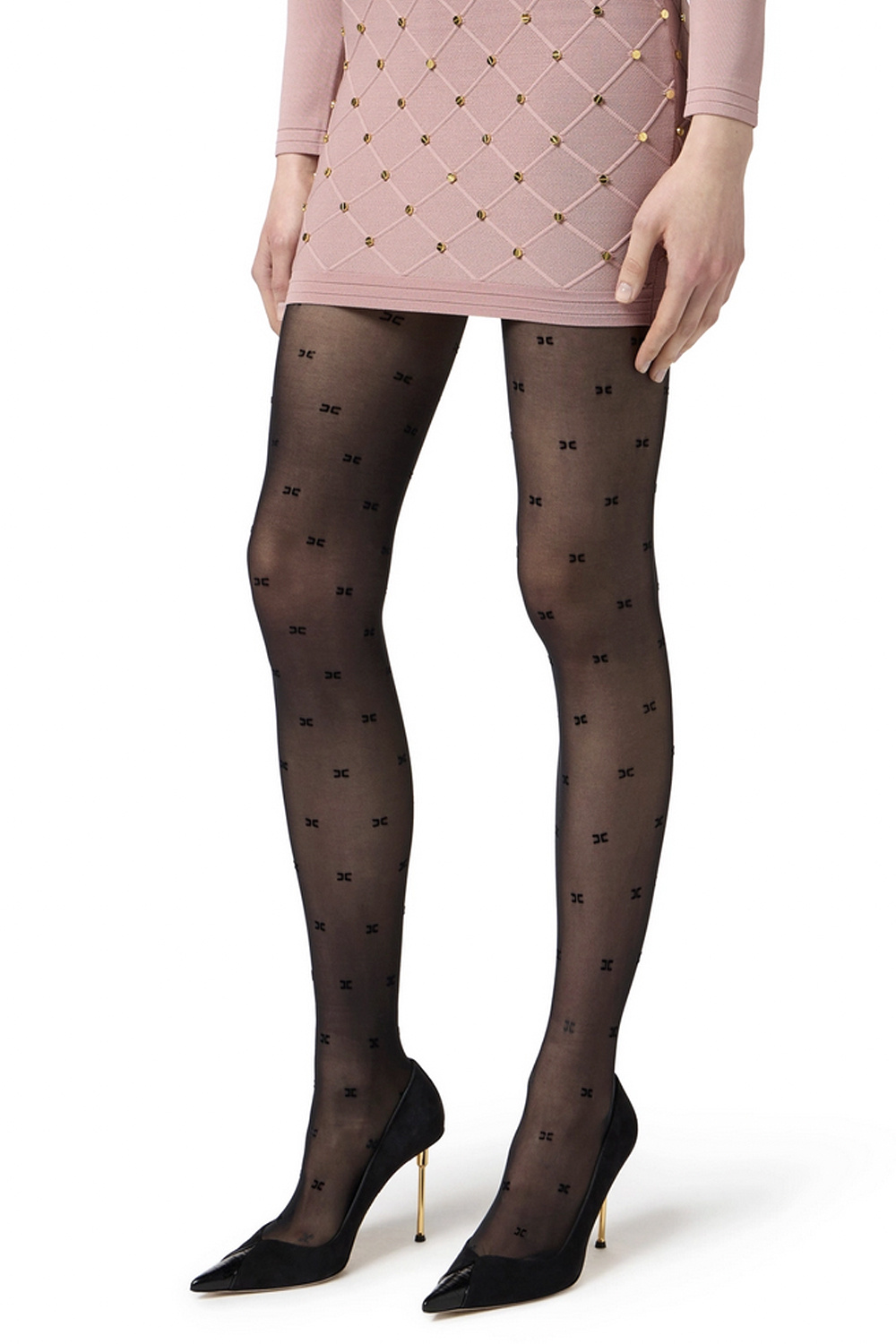 ELISABETTA FRANCHI Elisabetta Franchi panty met klein logo allover Nero / ZWART