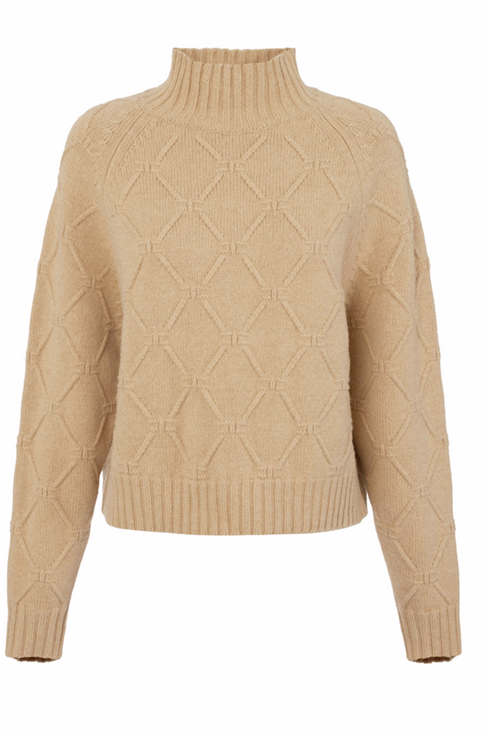 ELISABETTA FRANCHI Elisabetta Franchi knitted jumper with turtleneck in jacquard fabric Honey / BEIGE