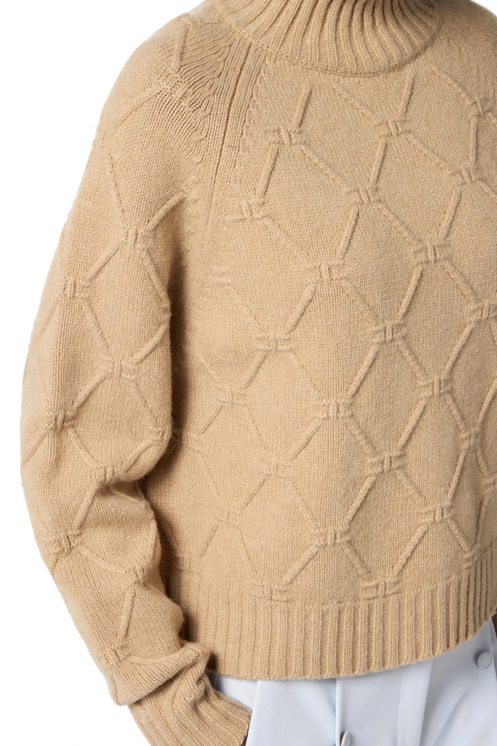ELISABETTA FRANCHI Elisabetta Franchi knitted jumper with turtleneck in jacquard fabric Honey / BEIGE