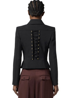 ELISABETTA FRANCHI Elisabetta Franchi blazer jacket with collar in stretch fabric and double row of buttons Nero / BLACK