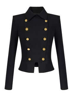 ELISABETTA FRANCHI Elisabetta Franchi blazer jacket with collar in stretch fabric and double row of buttons Nero / BLACK