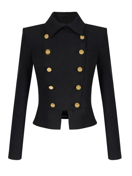 ELISABETTA FRANCHI Elisabetta Franchi blazer jas met kraag in stretch stof en dubbele rij knopen Nero / ZWART