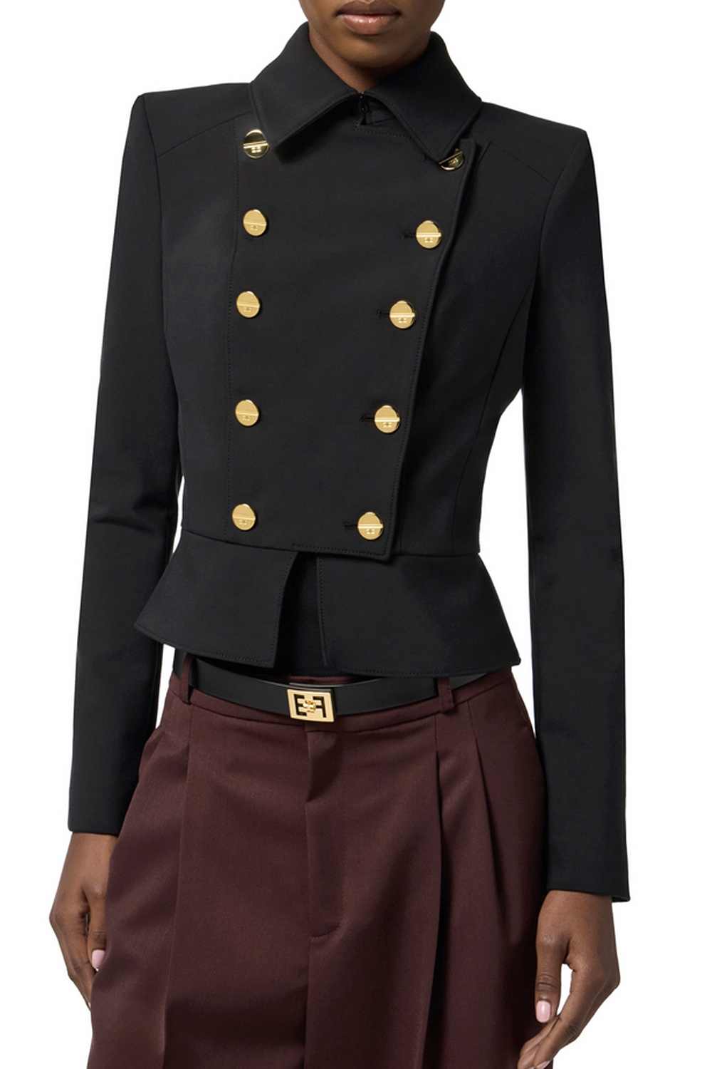 ELISABETTA FRANCHI Elisabetta Franchi blazer jacket with collar in stretch fabric and double row of buttons Nero / BLACK