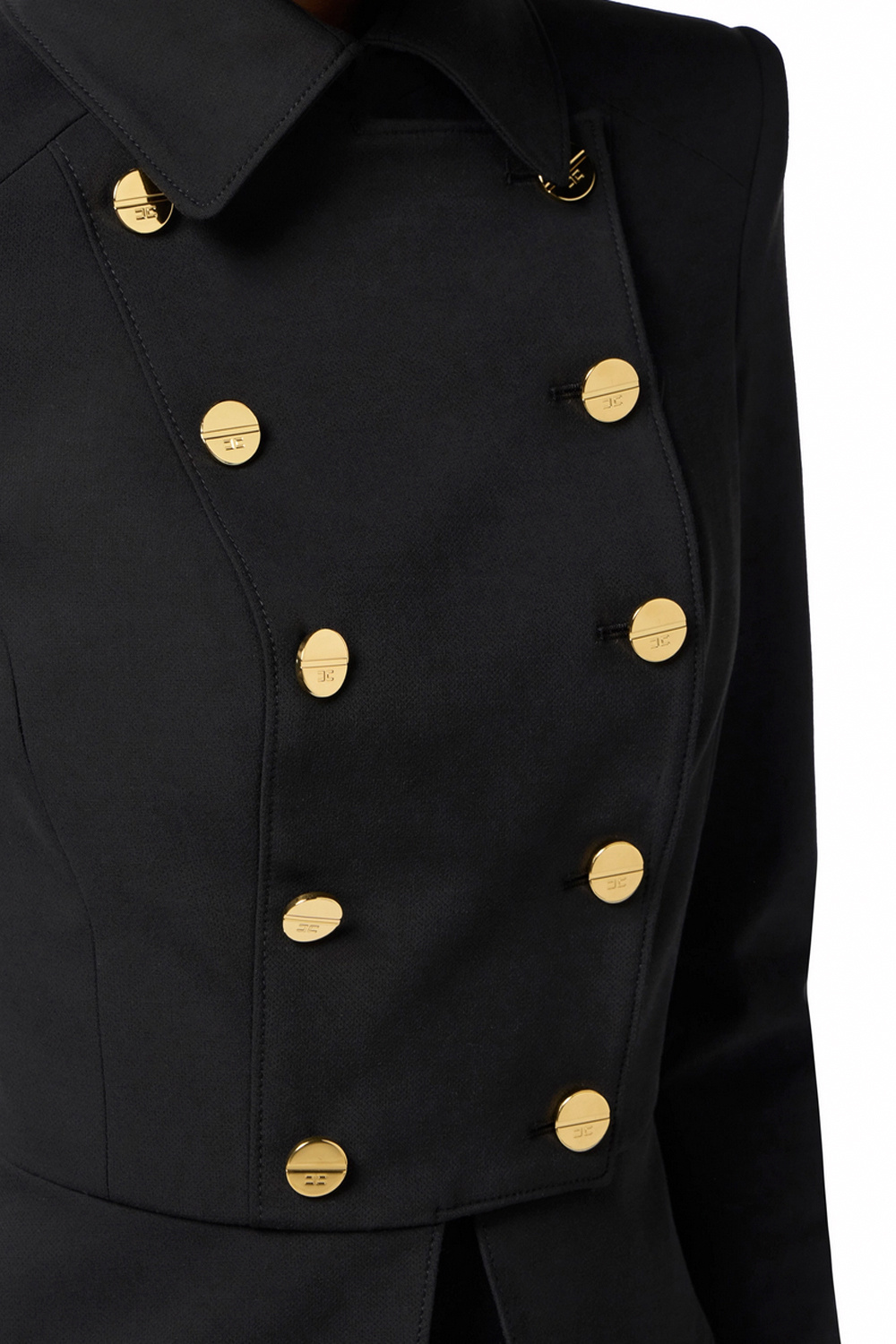 ELISABETTA FRANCHI Elisabetta Franchi blazer jacket with collar in stretch fabric and double row of buttons Nero / BLACK