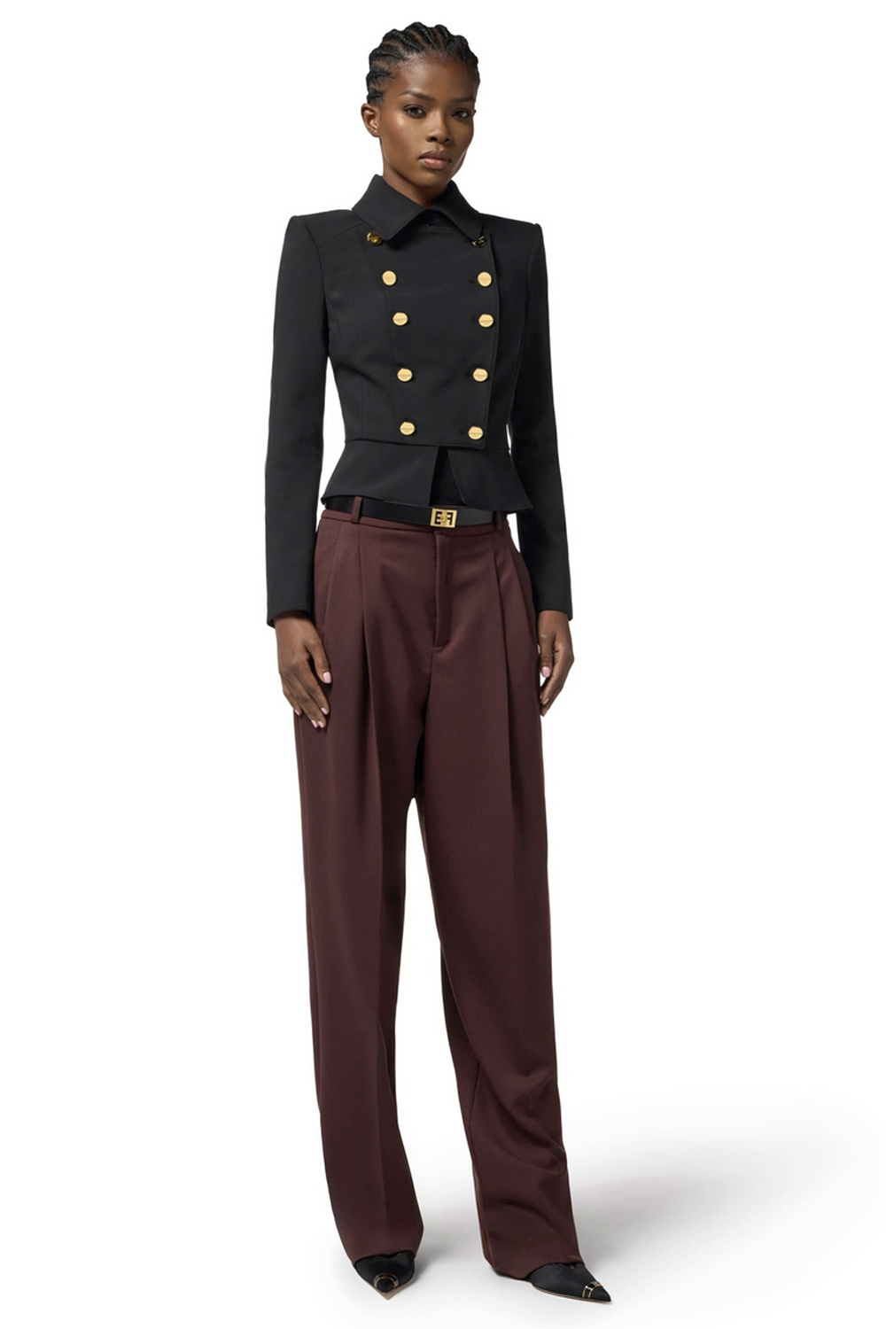 ELISABETTA FRANCHI Elisabetta Franchi blazer jacket with collar in stretch fabric and double row of buttons Nero / BLACK