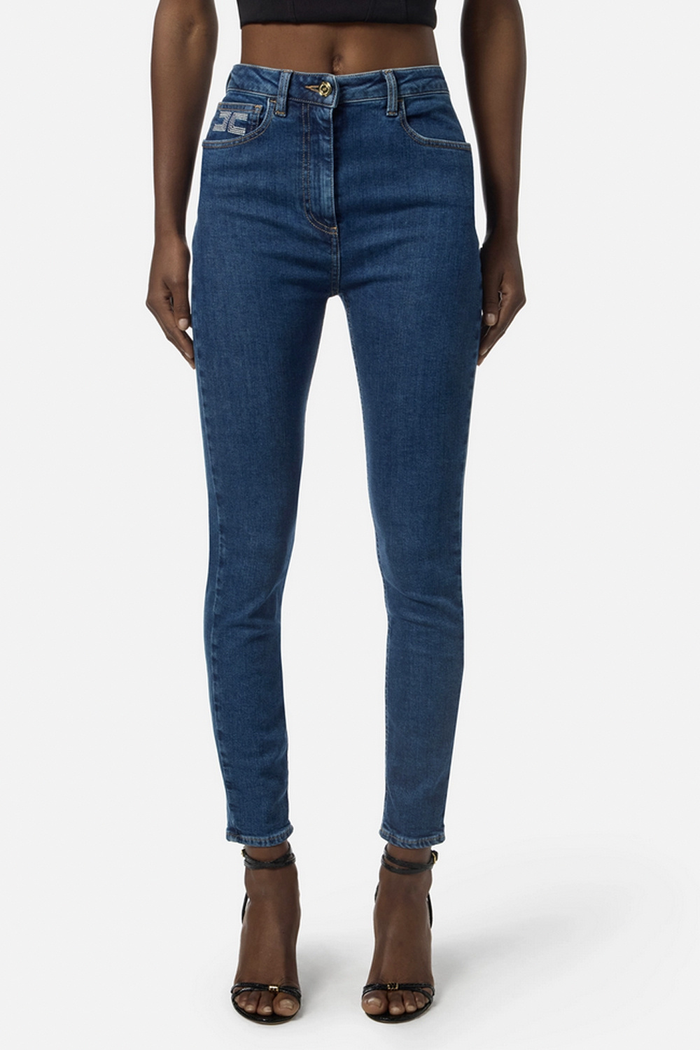 ELISABETTA FRANCHI Elisabetta Franchi jeans met logo in taille Denim / BLAUW