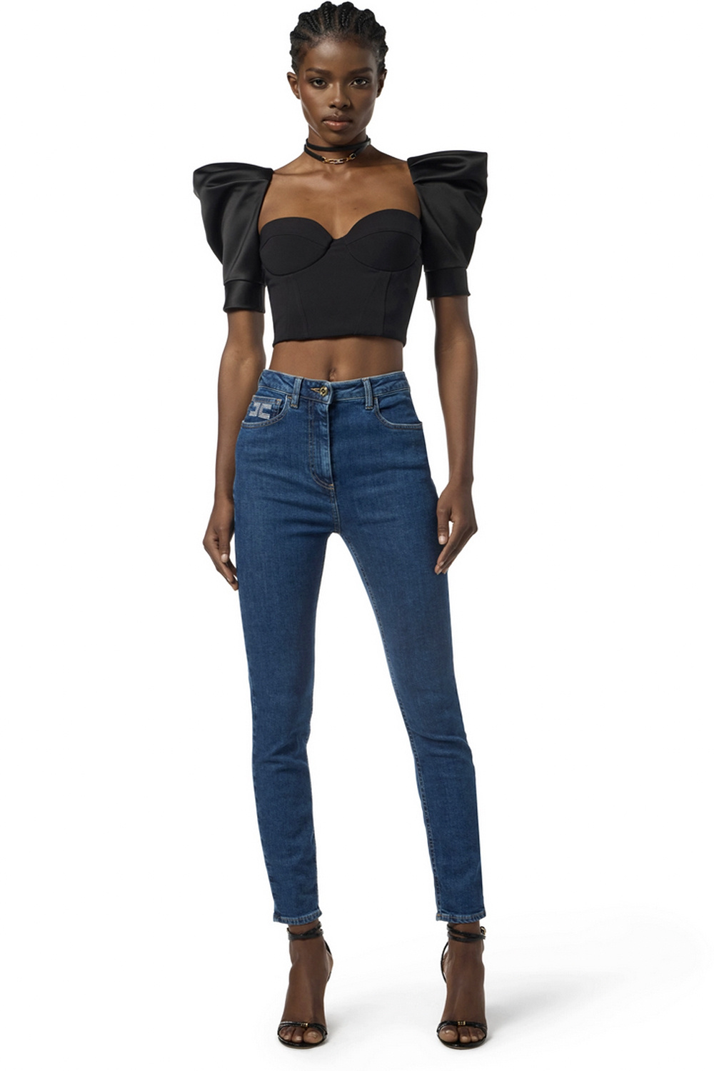 ELISABETTA FRANCHI Elisabetta Franchi jeans met logo in taille Denim / BLAUW