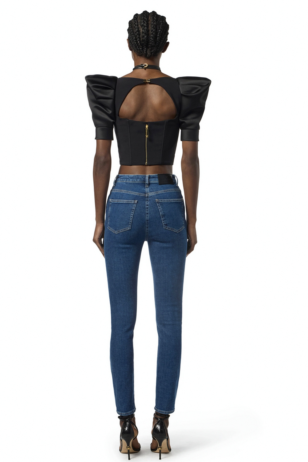 ELISABETTA FRANCHI Elisabetta Franchi jeans met logo in taille Denim / BLAUW