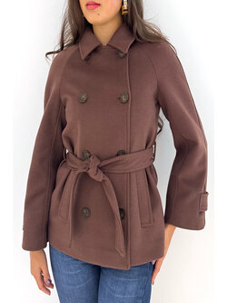 RINASCIMENTO Rinascimento short coat / jacket with double row of buttons chocolate brown / BROWN