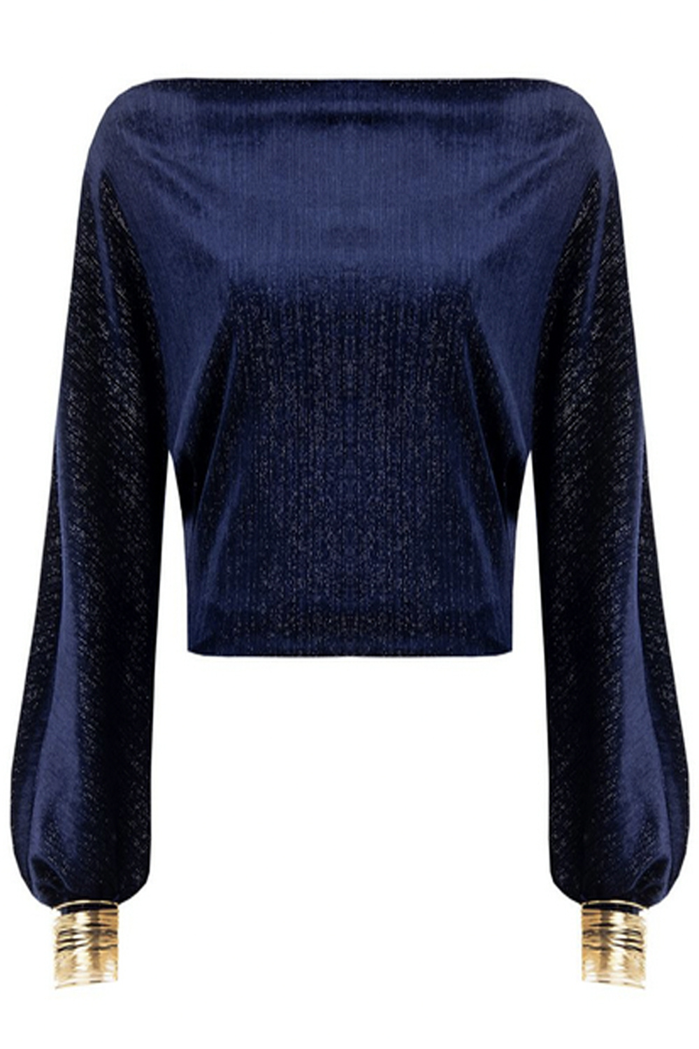 RINASCIMENTO Rinascimento top in fluwelen stof met gouden details bij mouw DONKER BLAUW