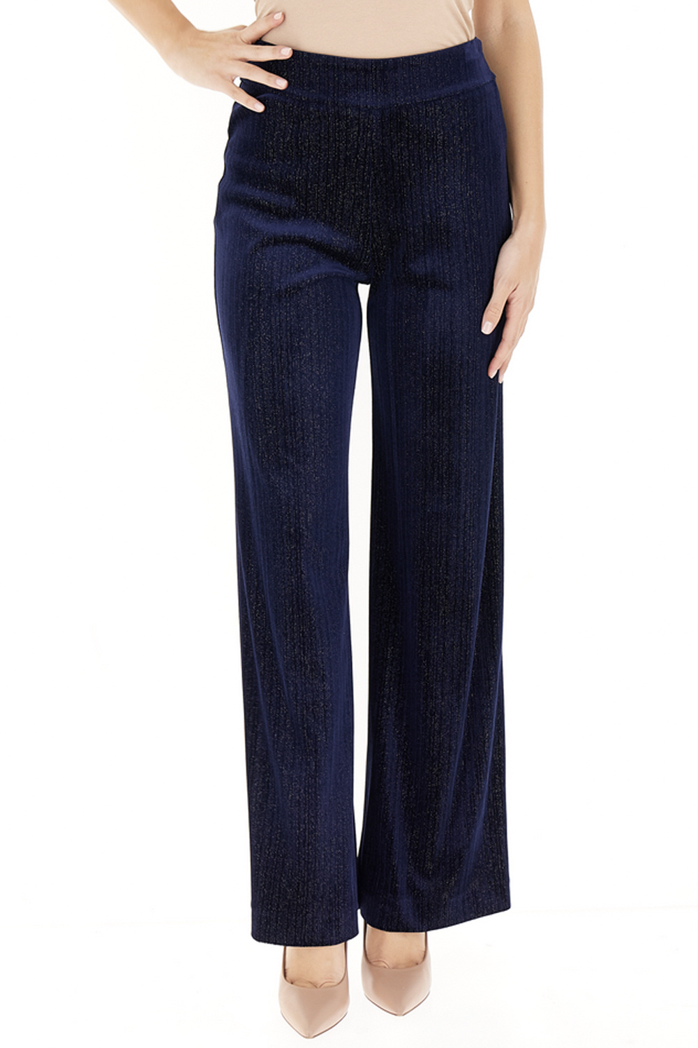 RINASCIMENTO Rinascimento soepel vallende pantalon / broek fluwelen stof DONKER BLAUW