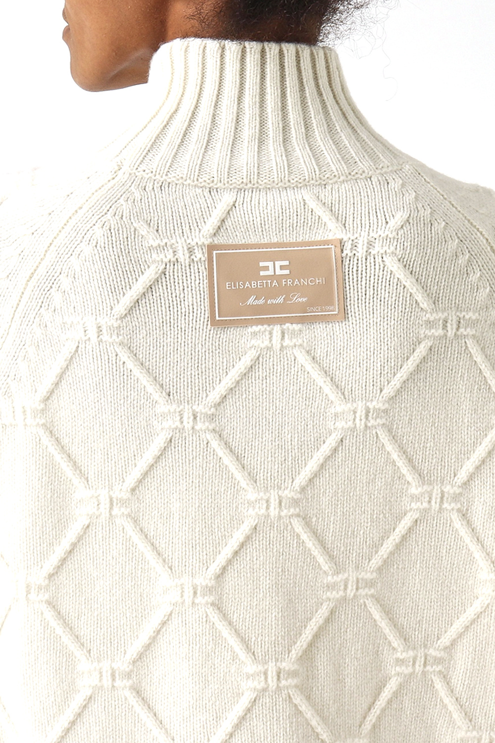 ELISABETTA FRANCHI Elisabetta Franchi gebreide top met gouden knopen Honey Melange / BEIGE