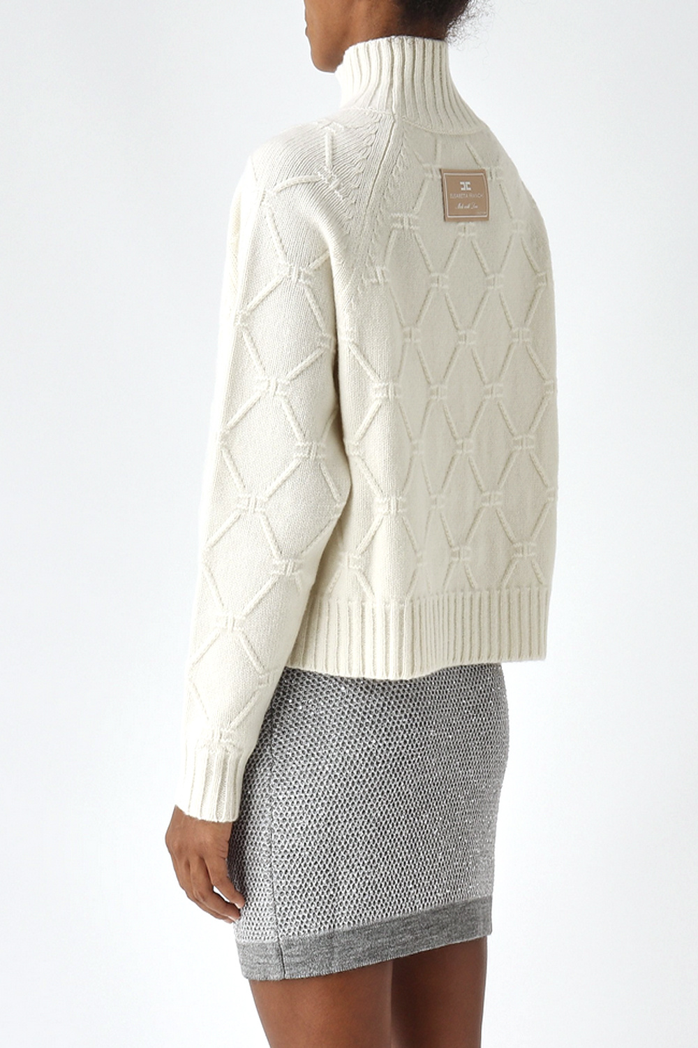 ELISABETTA FRANCHI Elisabetta Franchi knitted jumper with turtleneck in jacquard fabric Milk / cream WHITE