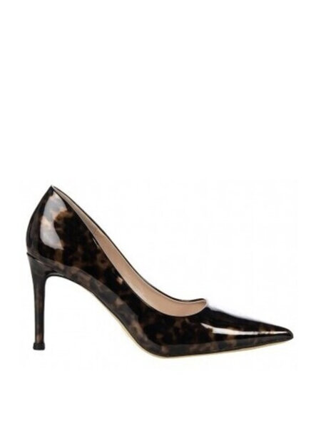 RINASCIMENTO Rinascimento patent leather pumps in animal print black with BROWN