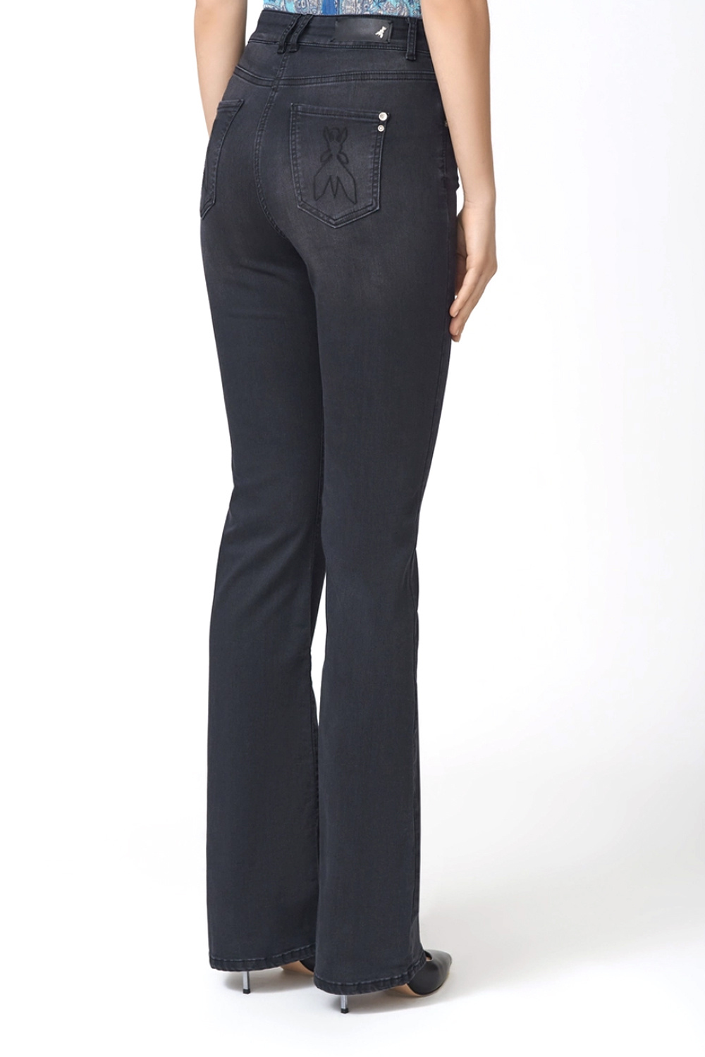 PATRIZIA PEPE Patrizia Pepe flared stretch jeans with silver logo GREY / BLACK