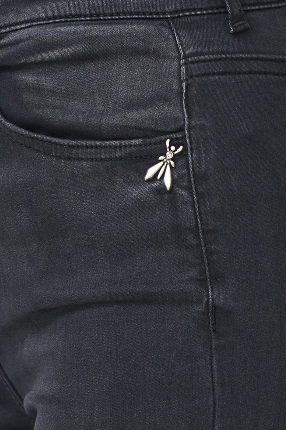 PATRIZIA PEPE Patrizia Pepe flared stretch jeans with silver logo GREY / BLACK