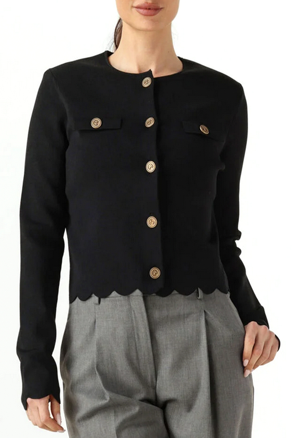 TWINSET Twinset jumper/cardigan with luxurious gold buttons BLACK