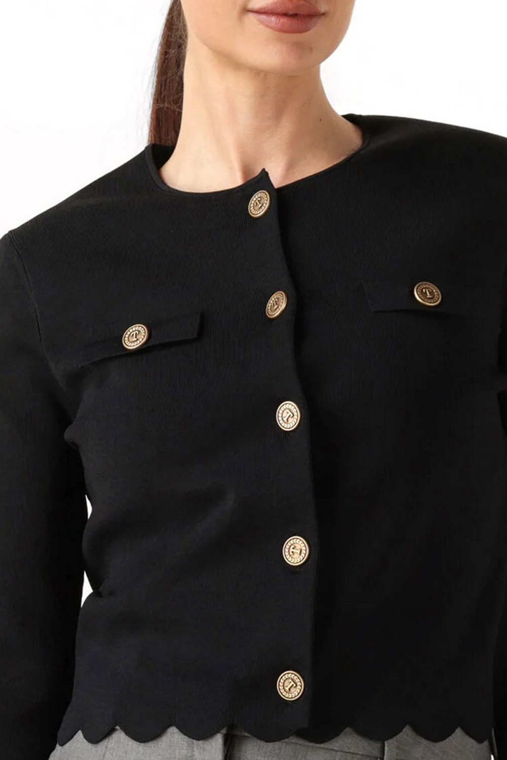 TWINSET Twinset jumper/cardigan with luxurious gold buttons BLACK