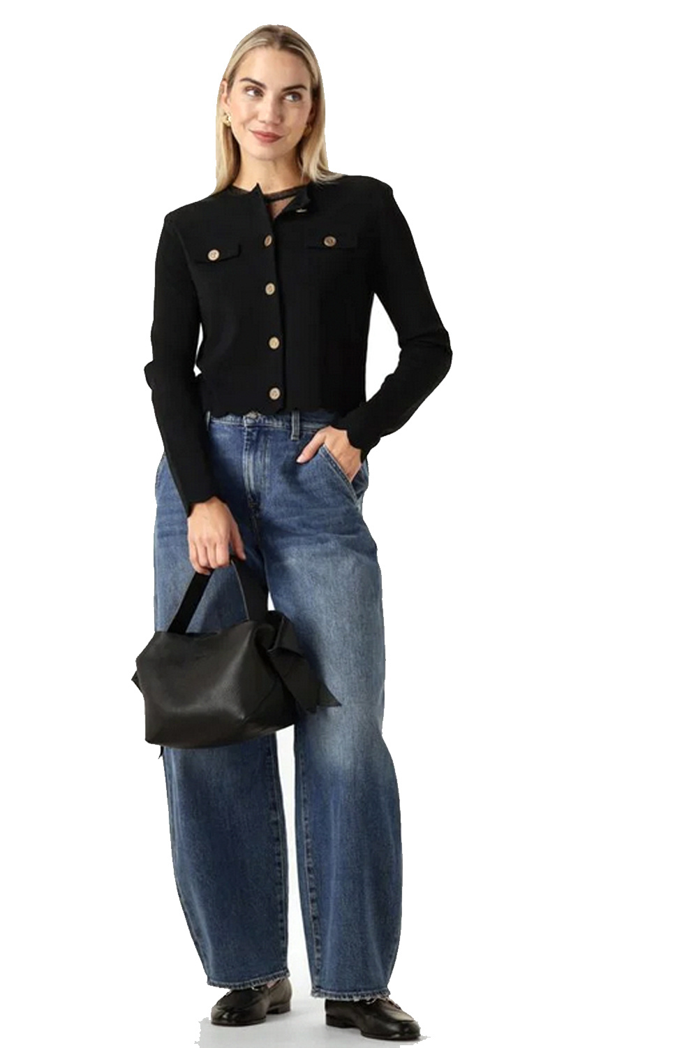 TWINSET Twinset jumper/cardigan with luxurious gold buttons BLACK