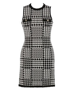 TWINSET Twinset mini dress with luxurious buttons, pied de poule pattern, BLACK and WHITE