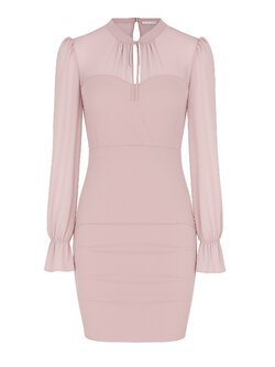 RINASCIMENTO Rinascimento dress with long transparent sleeves in mauve / PINK