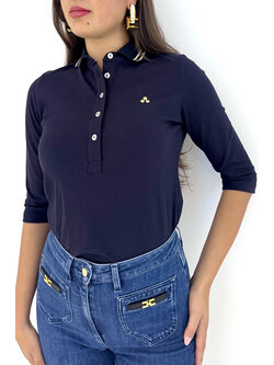 PEUTEREY Peuterey Polo met kraag en logo op borst DONKER BLAUW