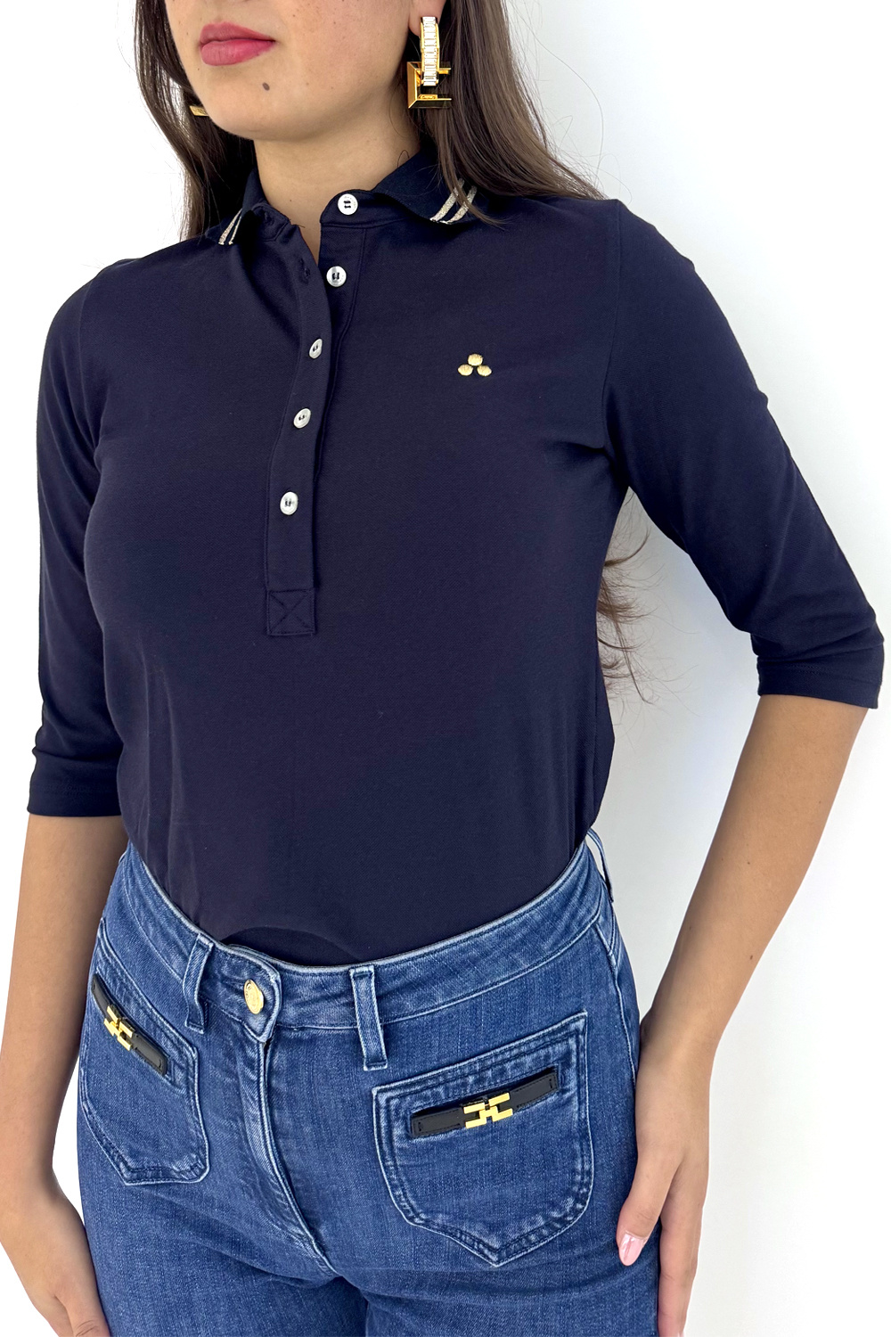 PEUTEREY Peuterey Polo met kraag en logo op borst DONKERBLAUW