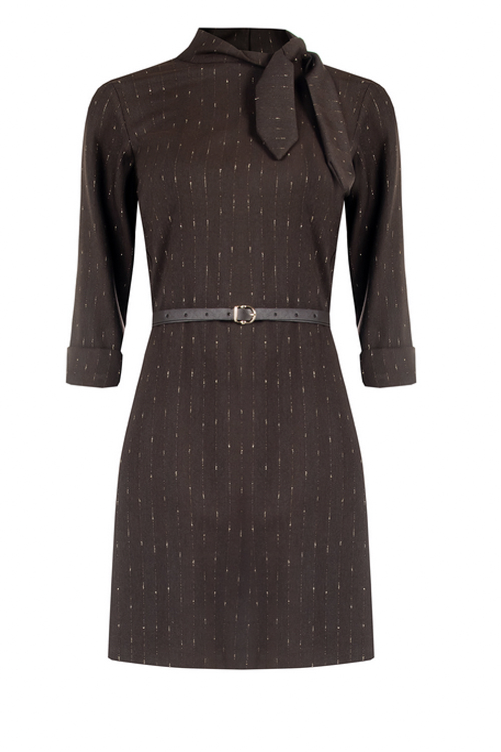 RINASCIMENTO Rinascimento Dress with belt in gold details BROWN