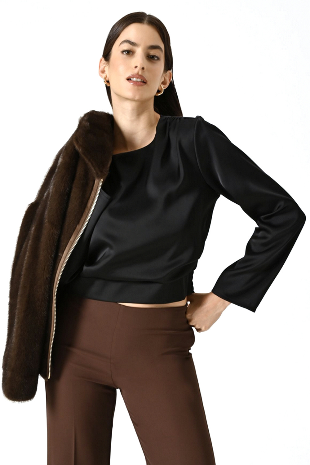 RINASCIMENTO Rinascimento Blouse met satijn look ZWART