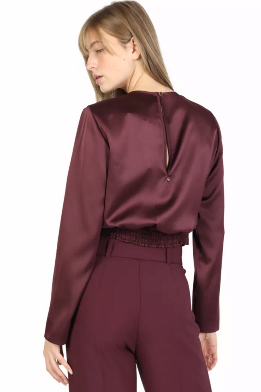 RINASCIMENTO Rinascimento blouse in satijn look BORDEAUXROOD