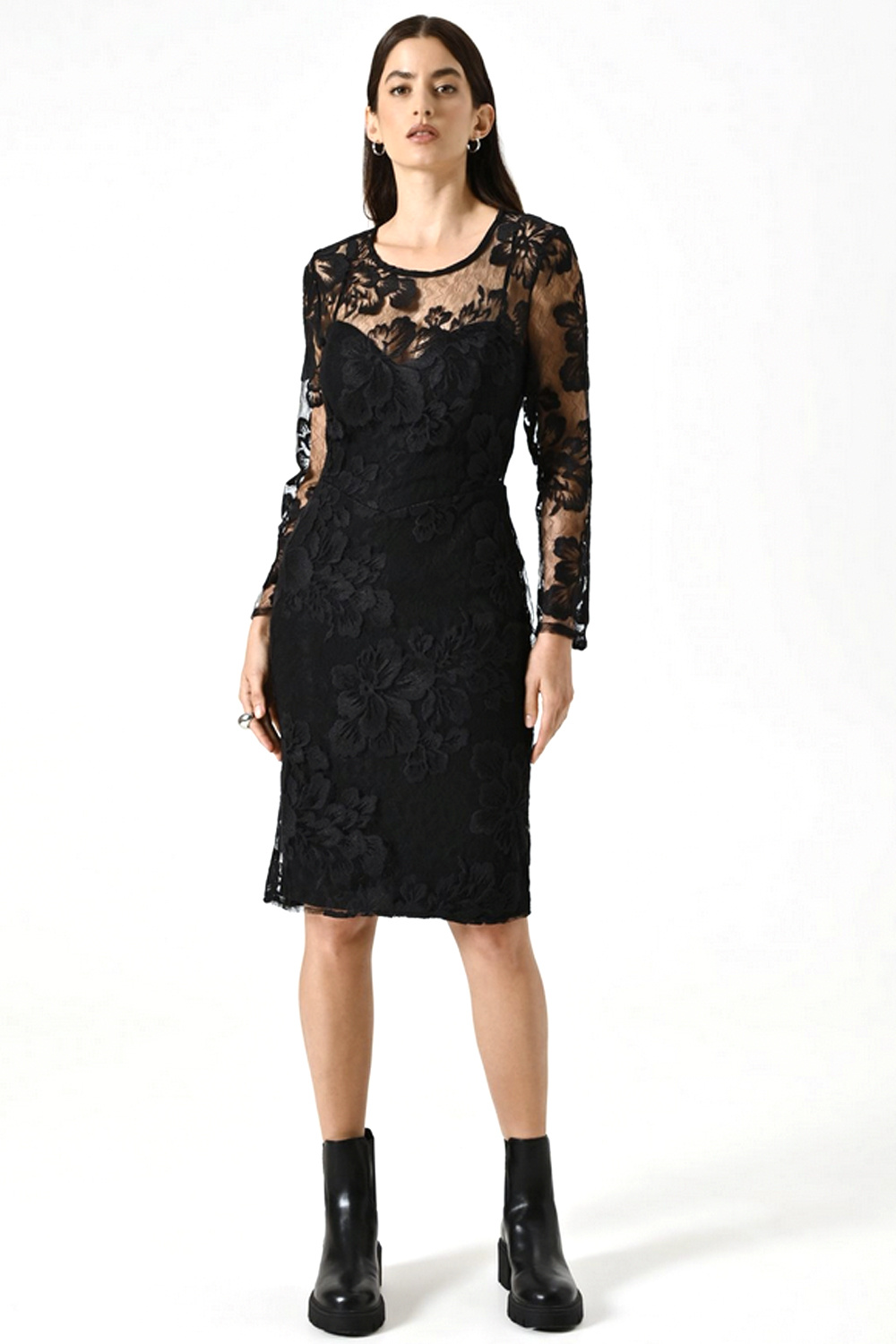 RINASCIMENTO Rinascimento dress in lace and corset detail BLACK