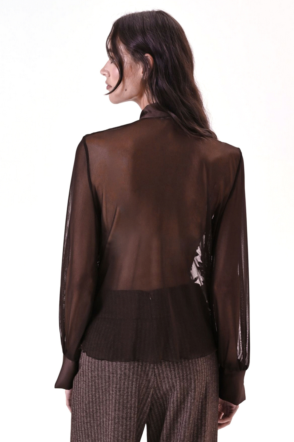 RINASCIMENTO Rinascimento Blouse met glitter pailletten en strik BRUIN