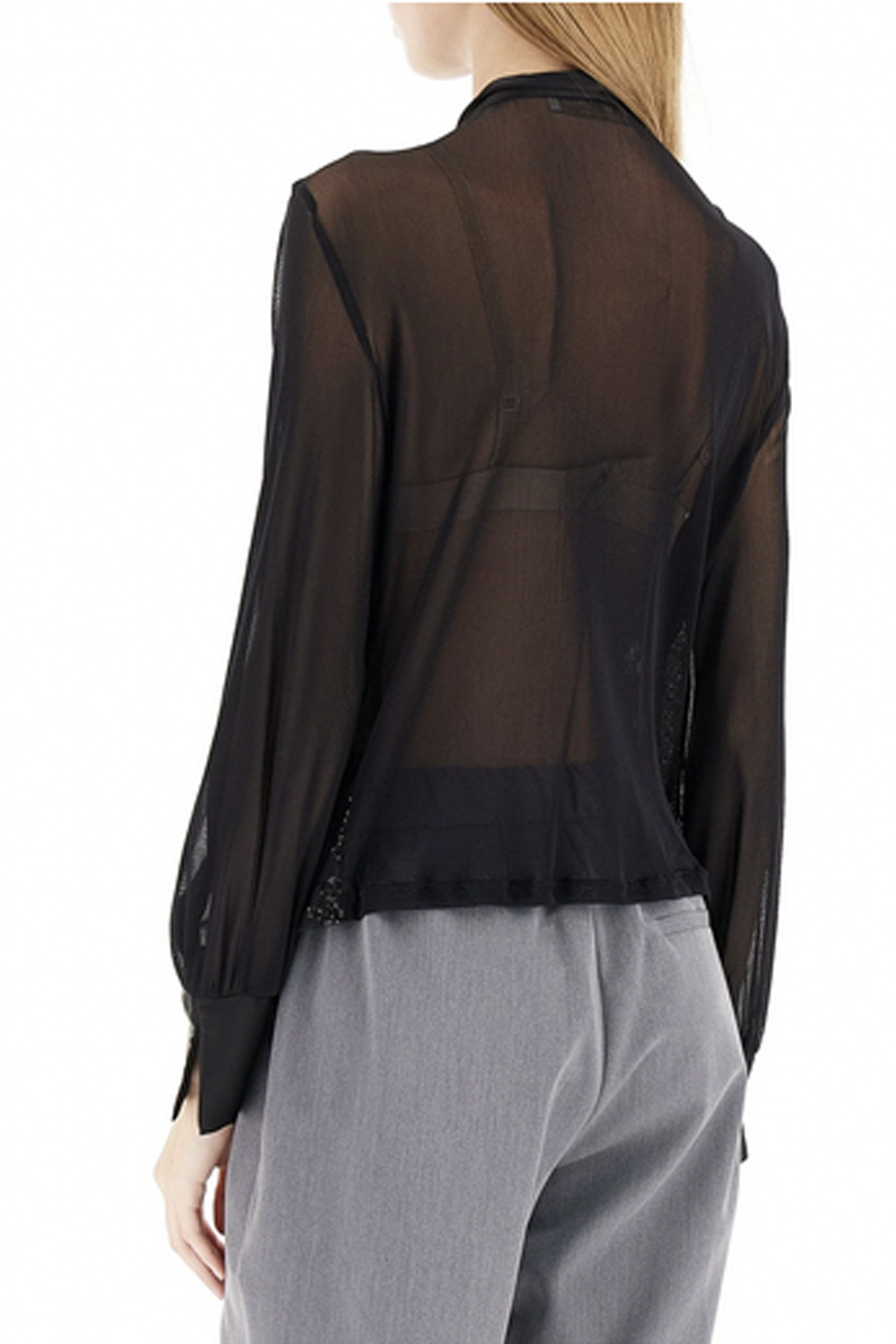 RINASCIMENTO Rinascimento Blouse met glitter pailletten en strik ZWART