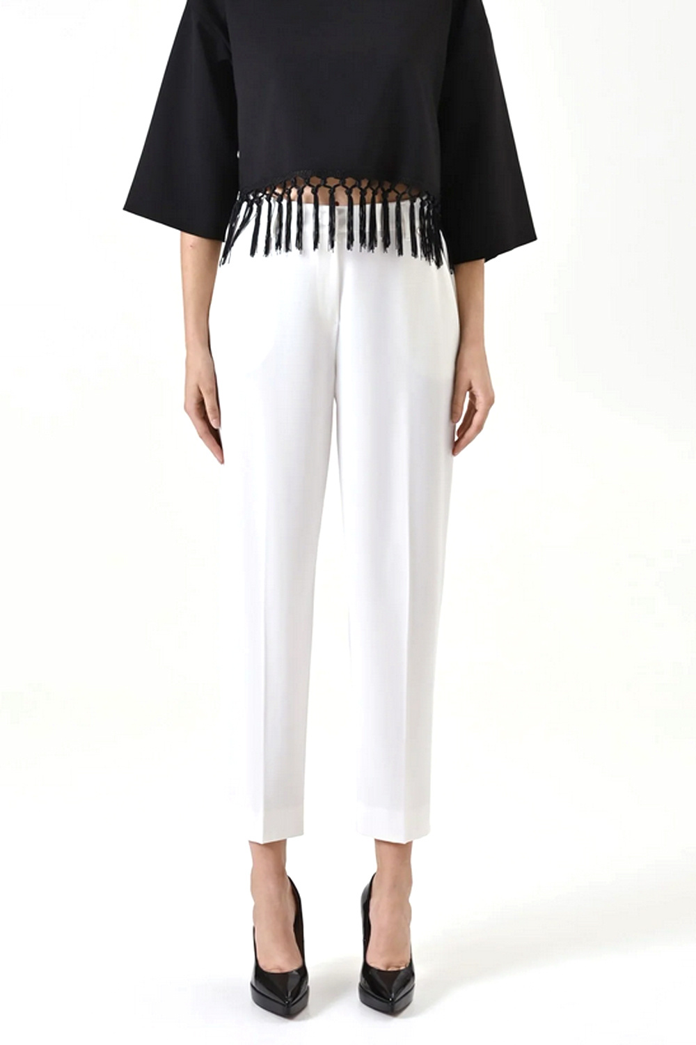 RINASCIMENTO Rinascimento Top met halflange mouwen en franjes ZWART