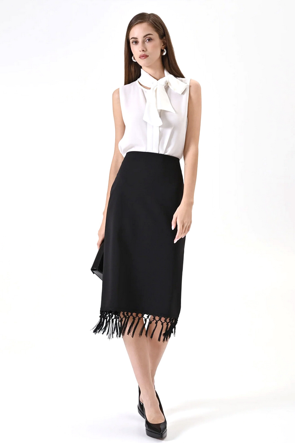 RINASCIMENTO Rinascimento koker Rok met sierlijke franjes ZWART