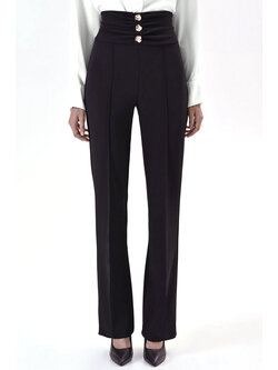 RINASCIMENTO Rinascimento Straight-leg pants with buttons at the front BLACK