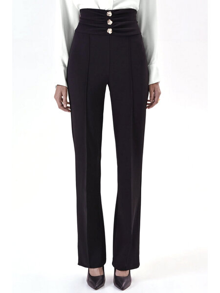 RINASCIMENTO Rinascimento Straight-leg pants with buttons at the front BLACK