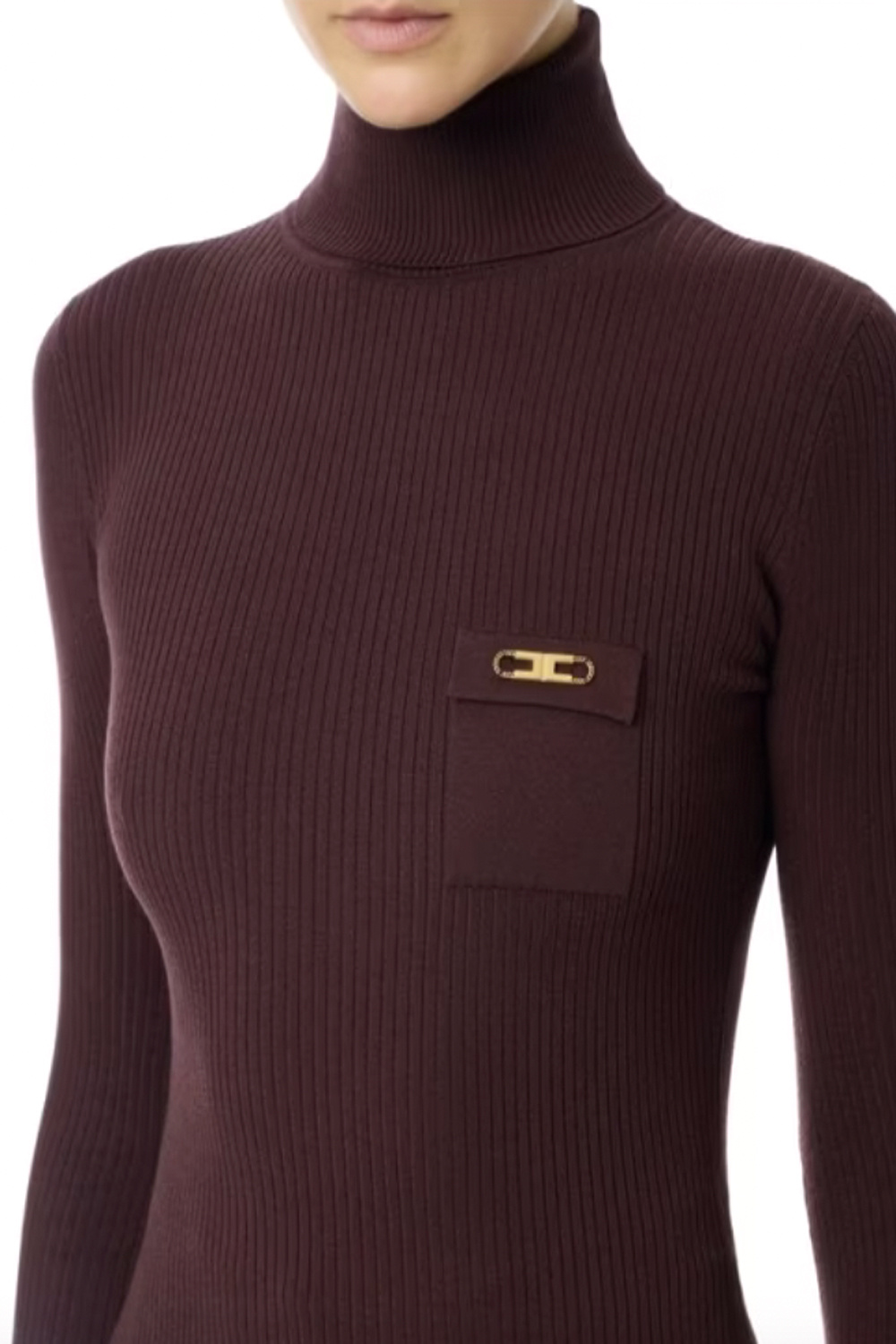 ELISABETTA FRANCHI Elisabetta Franchi turtleneck with breast pocket Merlot Bordeaux RED