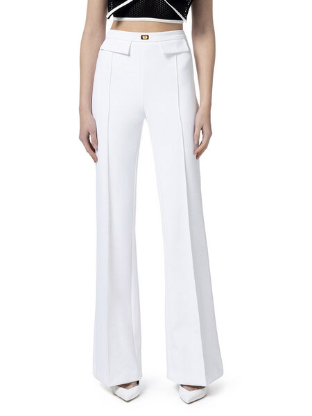 ELISABETTA FRANCHI Elisabetta Franchi flaired pants with clasps Burro / cream WHITE