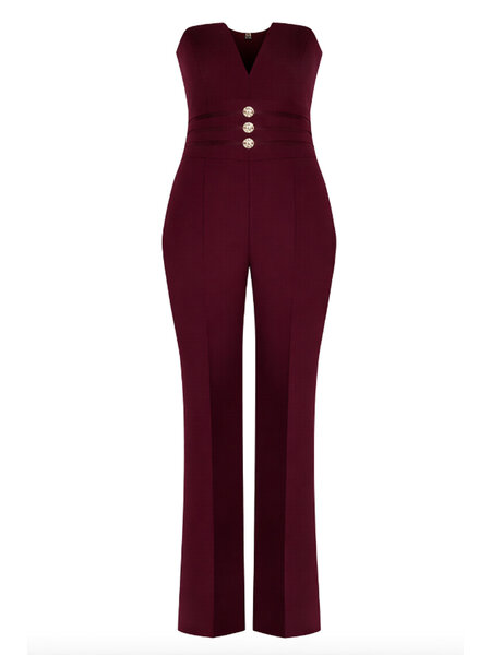 RINASCIMENTO Rinascimento Jumpsuit with gold button detail BORDEAUX RED