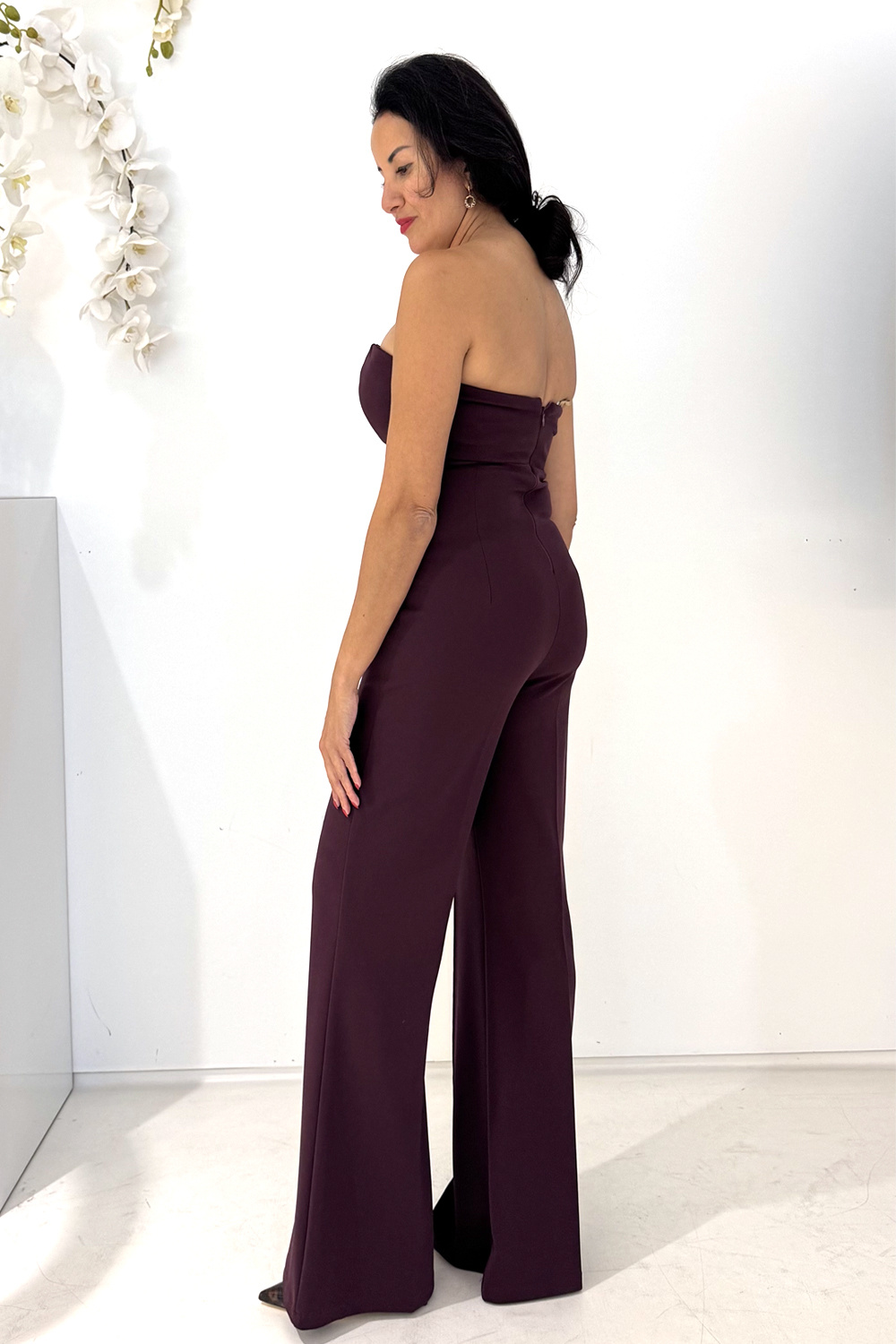 RINASCIMENTO Rinascimento Jumpsuit met gouden knopen detail BORDEAUXROOD