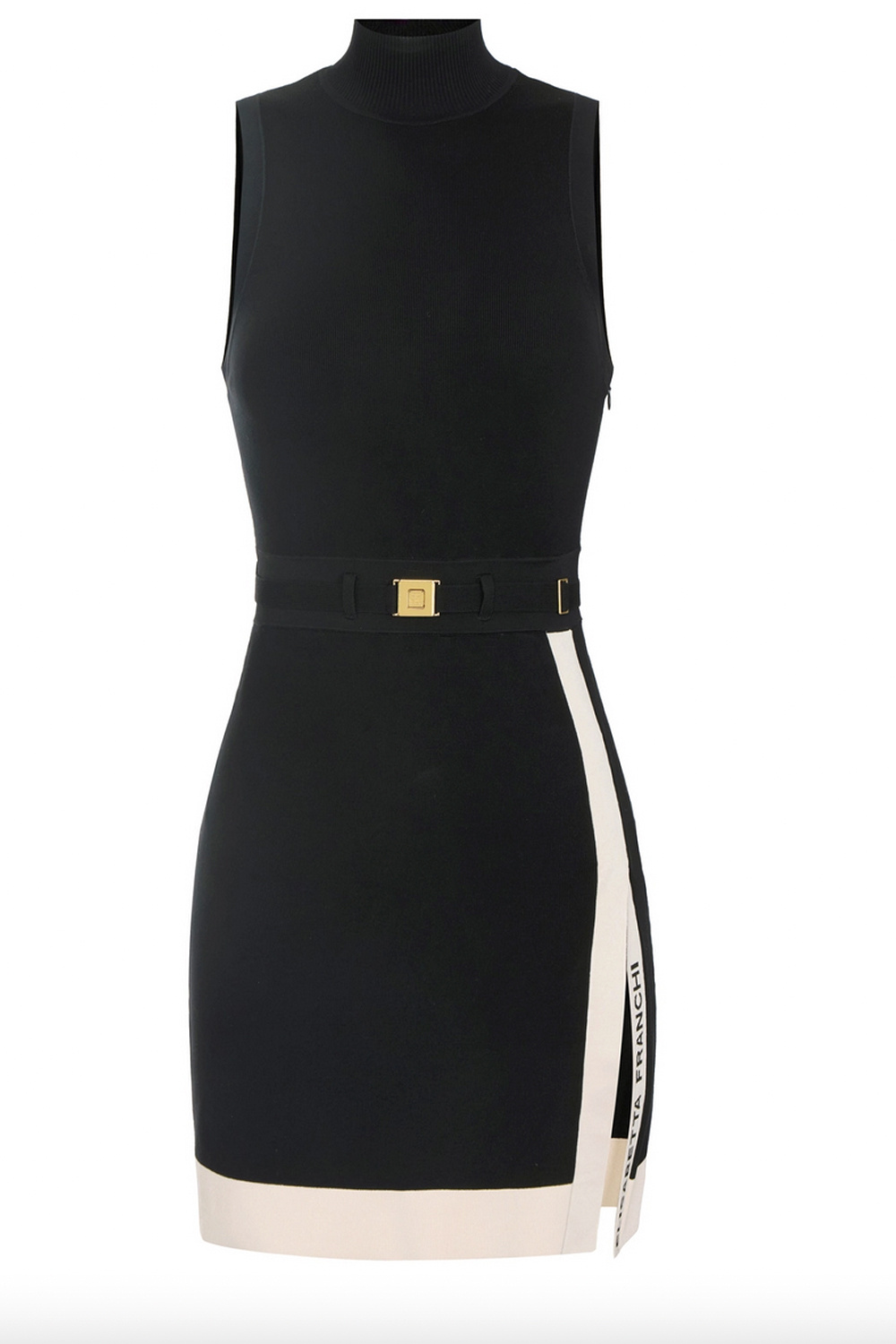 ELISABETTA FRANCHI Elisabetta Franchi sleeveless dress in white with BLACK