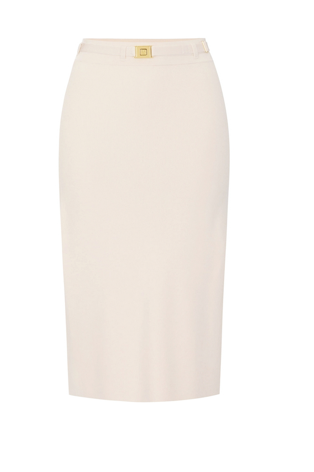 ELISABETTA FRANCHI Elisabetta Franchi long skirt with belt and white side piping TAUPE / BEIGE