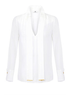 ELISABETTA FRANCHI Elisabetta Franchi V-neck blouse with belt WHITE