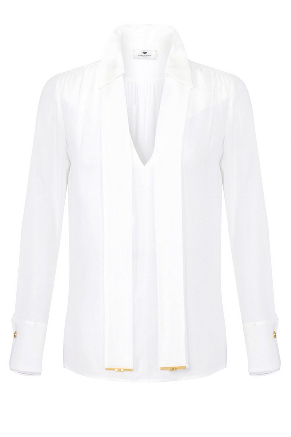 ELISABETTA FRANCHI Elisabetta Franchi V-neck blouse with belt WHITE
