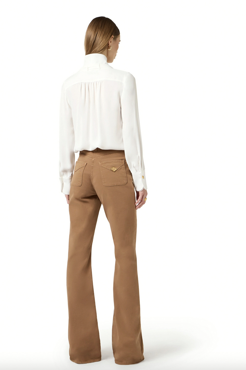ELISABETTA FRANCHI Elisabetta Franchi V-neck blouse with belt WHITE