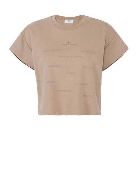 ELISABETTA FRANCHI Elisabetta Franchi T-shirt met lettering TAUPE / BEIGE