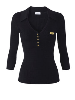 ELISABETTA FRANCHI Elisabetta Franchi top 3/4 mouw met v hals ZWART