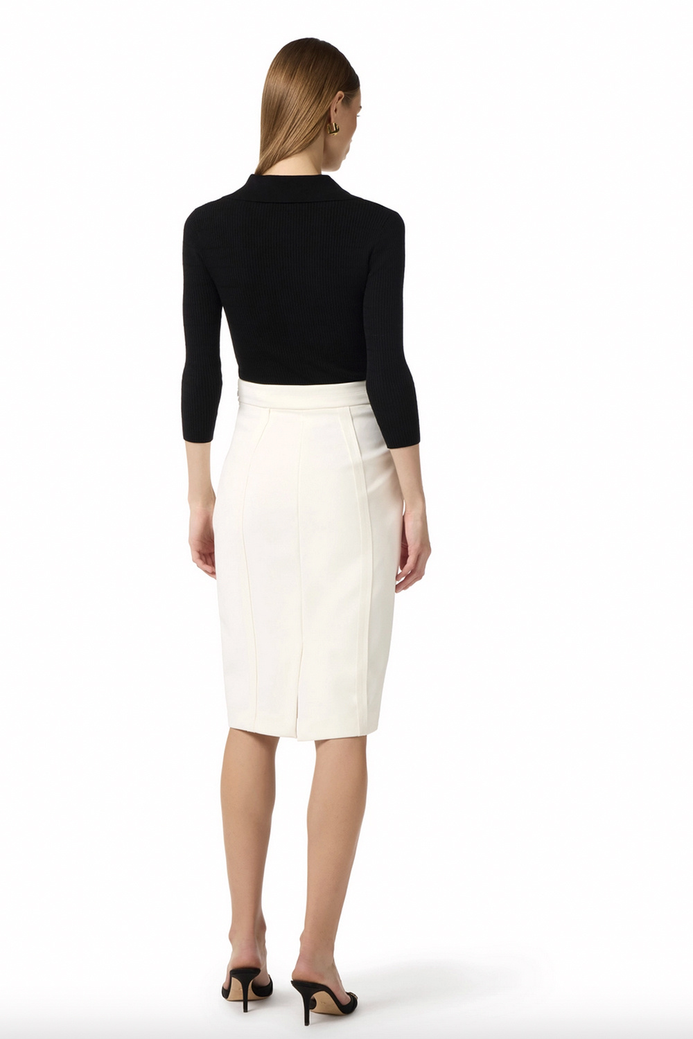 ELISABETTA FRANCHI Elisabetta Franchi top with 3/4 sleeves and V-neck BLACK